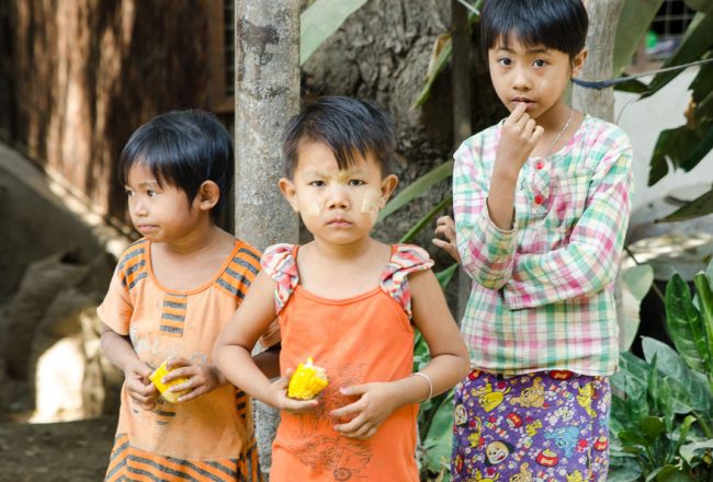 Three Children in Myanmar